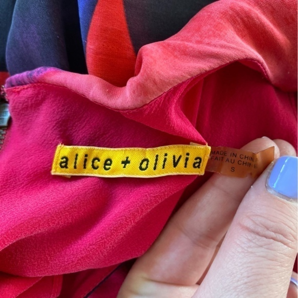 Alice + Olivia Purple Pink Colorful Silk Mini Dress Small - Picture 11 of 16